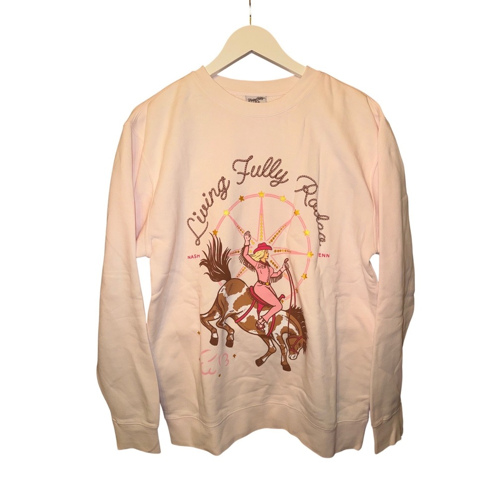 Living Fully Co Mallory Ervin Pink Rodeo Nashville Sweatshirt Medium NWOT
